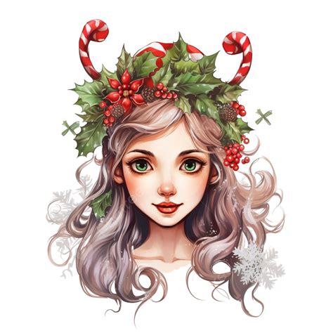 hand drawn portrait of elf girl with christmas symbols vector elf christmas elf funny