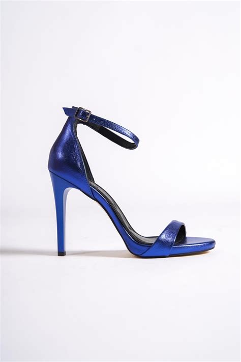 Modabuymuş Pirlx Neon Sax Mavi Tek Bantlı Platform Topuk Ayakkabı