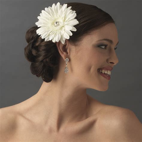 Learn how to make pinup girl flower hair clips. Diamond White Starburst Dahlia Flower Hair Clip - Clip 422