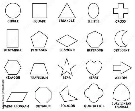 Education Basic Geometric Shapes With Captions Stock Vector Adobe Stock
