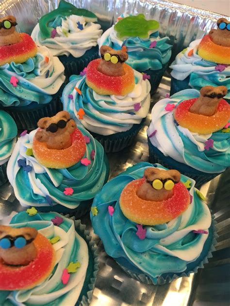 11 Easy Swimming Cupcakes Photo Pool Party Cupcake Idea Pool Party