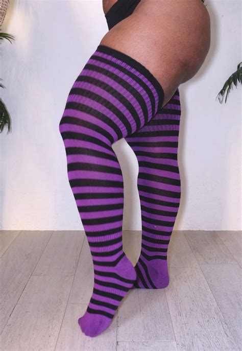 Real Plus Size Thigh High Socks Long Cotton Over The Knee Etsy