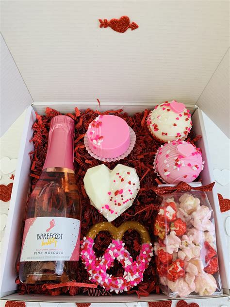 Valentine S Day Desserts Treat Gift Box With Wine Sweet Dreams Gourmet
