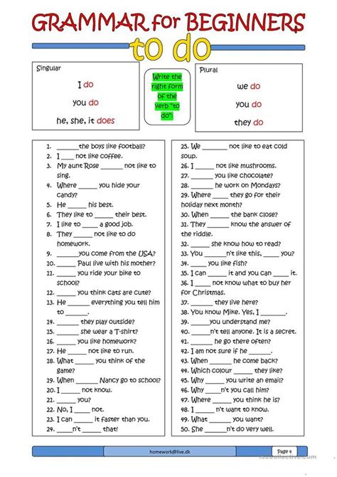 Grammar For Beginners Worksheets