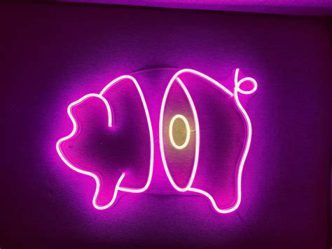 Pig Neon Sign The Butcher Sign Neon Light Meat Neon Light Sign Led