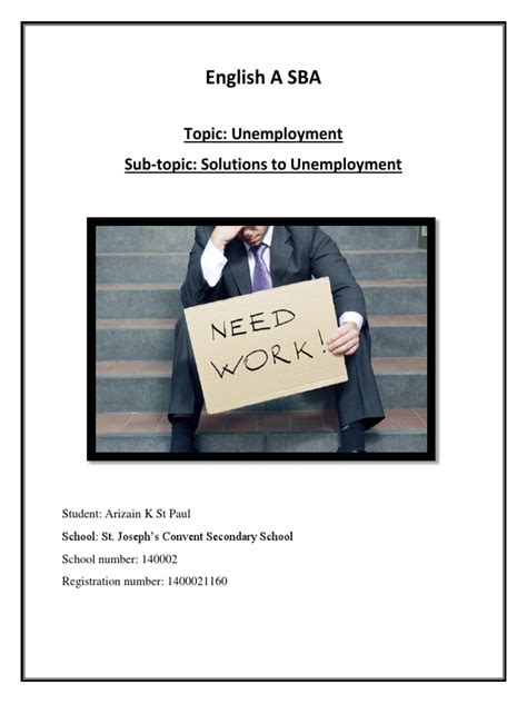 English A Sba Topic Unemployment Sub Topic Solutions To Unemployment