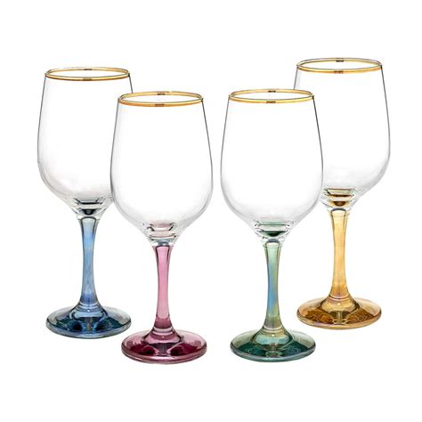 Cristalleria Fratelli Fumo Italian Crystal Wine Water Beverage Glasses 24 Kt Gold Rimmed Multi