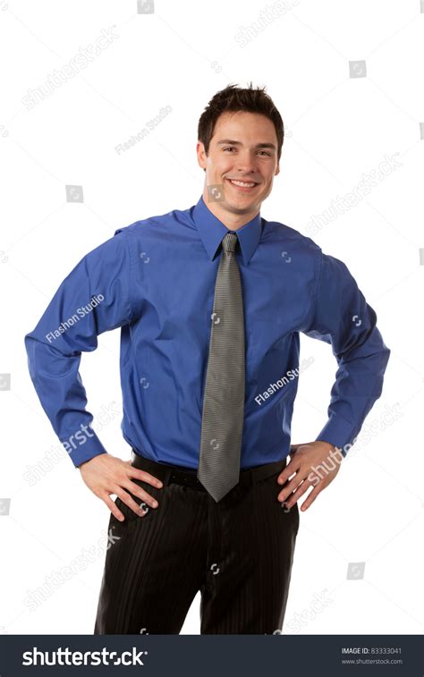 Young Businessman Standing Smiling On Isolate White Background Stock