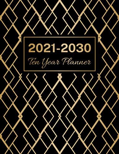 2021 2030 Ten Year Planner Luxury Golden Geometric 120 Months