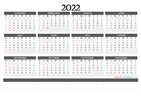 A4 Calendar 2022 Printable