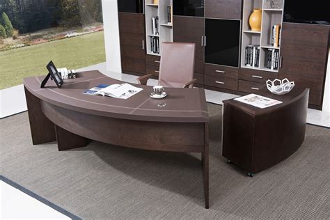 Modern Executive Office Desk With Cabinet In Oak Wood