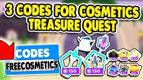 How to redeem codes in treasure quest? COSMETICS🎩3 NEW CODES IN ROBLOX TREASURE QUEST*UPDATE 18 ...