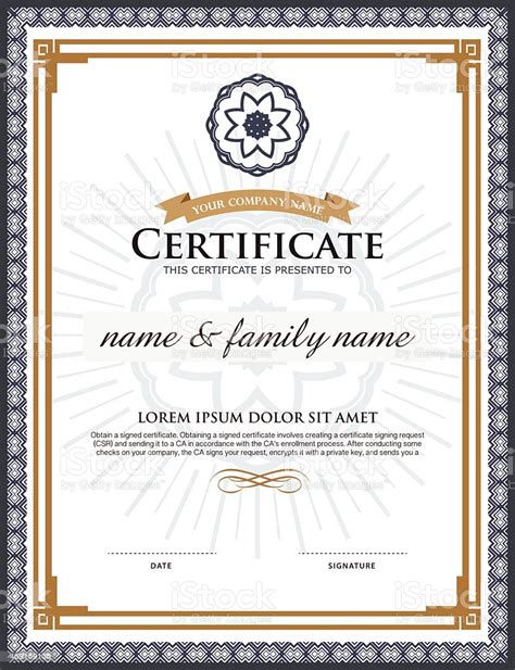 Pngtree offers a variety of certificate templates, including certificate for diplima, award, school, work. Vector Certificate Template Stock Illustration - Download ...