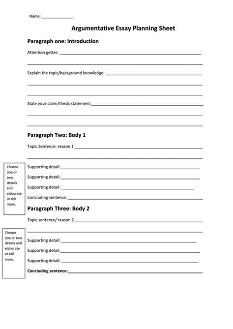 The conclusion gives the overall verdict of the argument. Argumentative Essay Planning Sheet printable pdf download