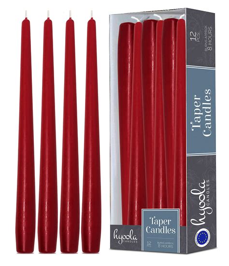Buy Hyoola Tall Taper Candles 10 Inch Cherry Red Unscented Dripless