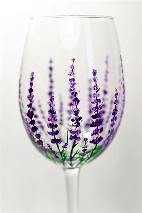Personalisiertes Blumen Weinglas Lavendel Weingläser Etsy Hand Painted Wine Glasses Diy Diy