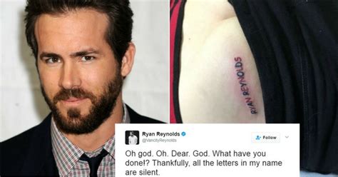this ryan reynolds fan got a butt tattoo of his name done and the actor is simply speechless