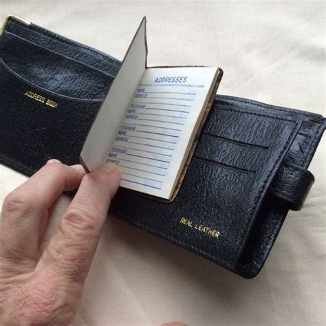 Vintage Black Leather Pocket Wallet Address Book Billfold Etsy