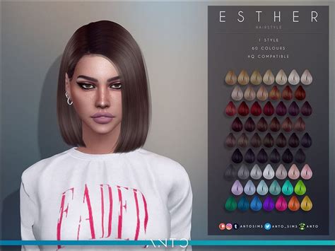 The Sims Resource Esther Hair By Anto • Sims 4 Hairs Long Weave