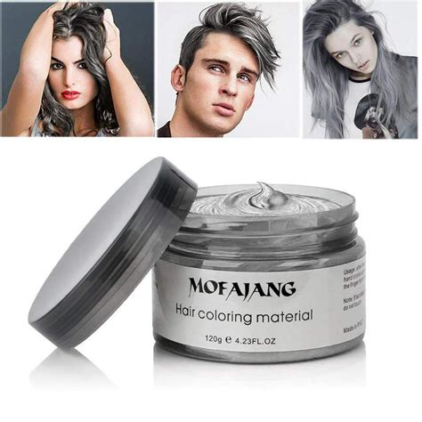 Mofajang Hair Coloring Dye Wax Ash Grey Instant Hair Wax Temporary Hairstyle Cream 423 Oz