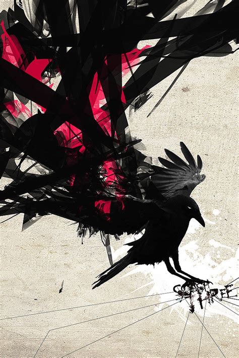 Grunge Crow Iphone Wallpaper Black Bird Bird Art Abstract Wallpaper