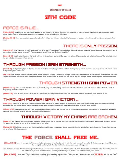 The Annotated Sith Code Poster By Rensknight On Deviantart