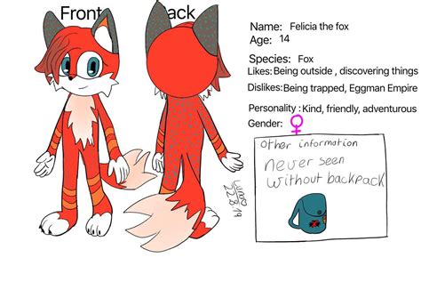 Felicia The Fox Reference Sheet Sonic The Hedgehog Amino
