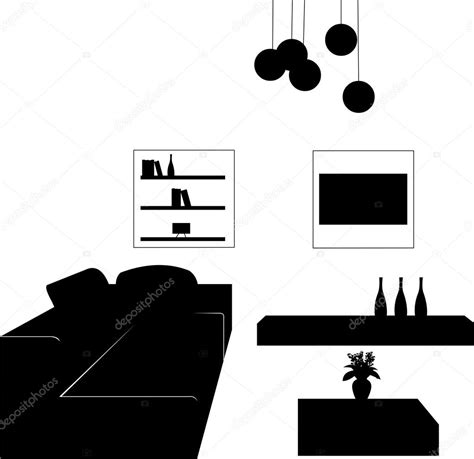 Part Of A Modern Living Room With Modern Furniture Silhouette — Stock