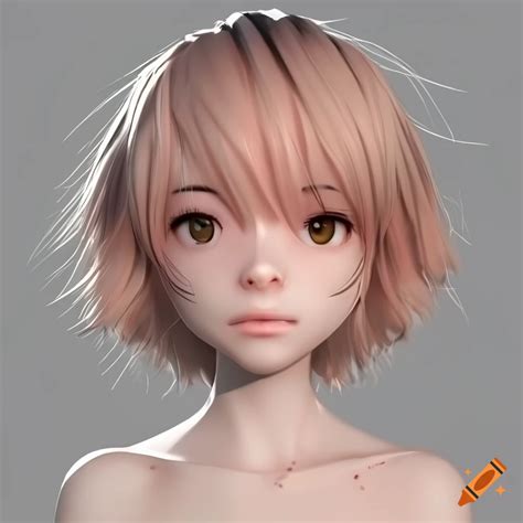 3d Model Of A Girl With Short Messy Hair On Craiyon
