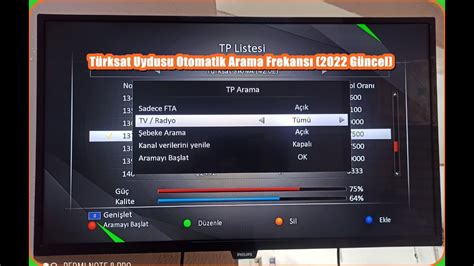 Türksat Uydusu Otomatik Arama Frekansı Güncel YouTube