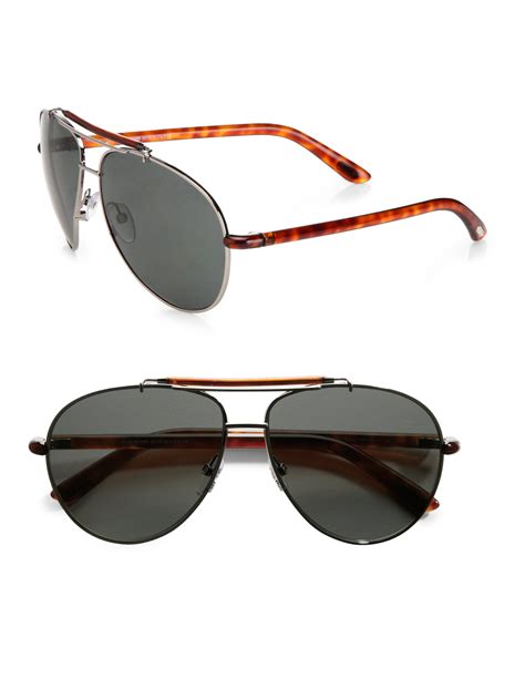 Tom Ford Metal Aviator Sunglasses In Ruthenium Brown For Men Lyst