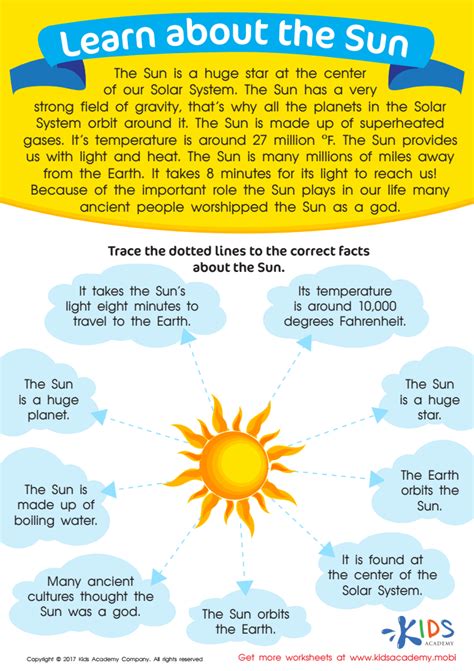 Sun Facts Worksheet Free Printable Pdf For Kids
