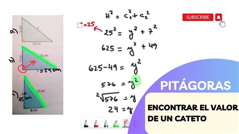 Encontrar Un Cateto Teorema De PitÁgoras Youtube