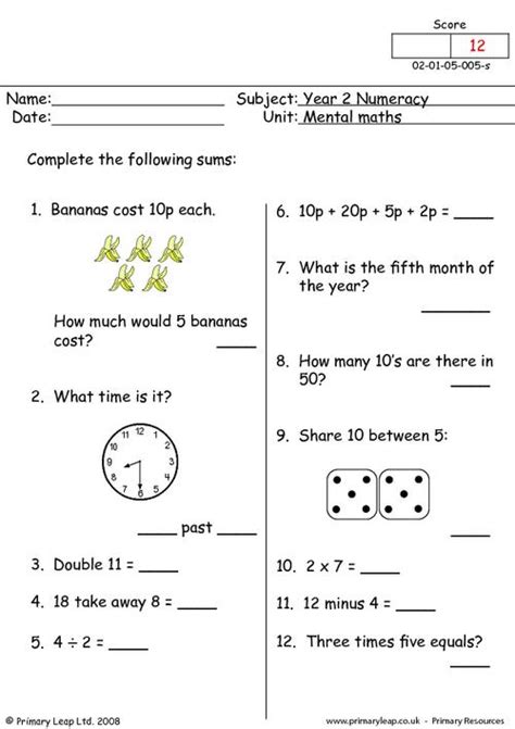 Printable Mental Maths Year 2 Worksheets 23e