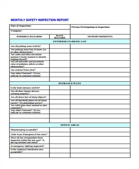 Safety Inspection Report Template