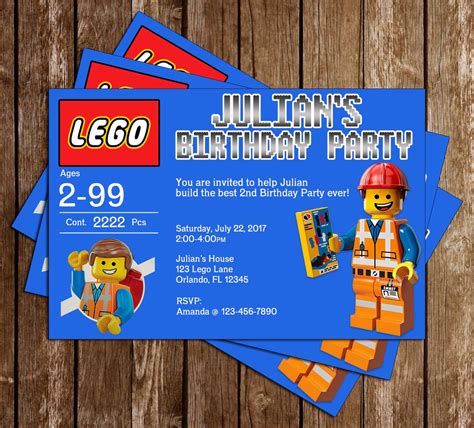 Novel Concept Designs Lego Movie Box Birthday Party Invitation
