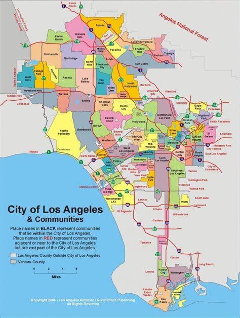Los Angeles City Limits Map La City Limits Map California Usa