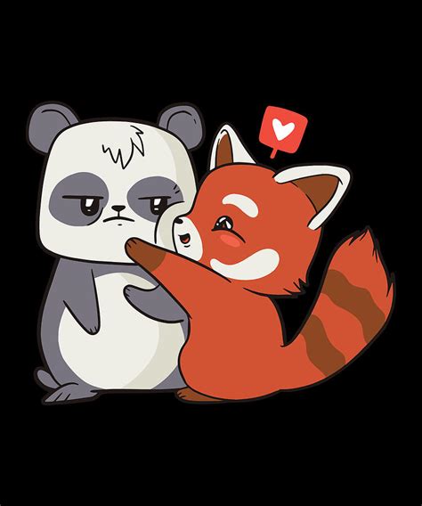 Panda Fox Hug Digital Art By Filip Kelekidis Fine Art America