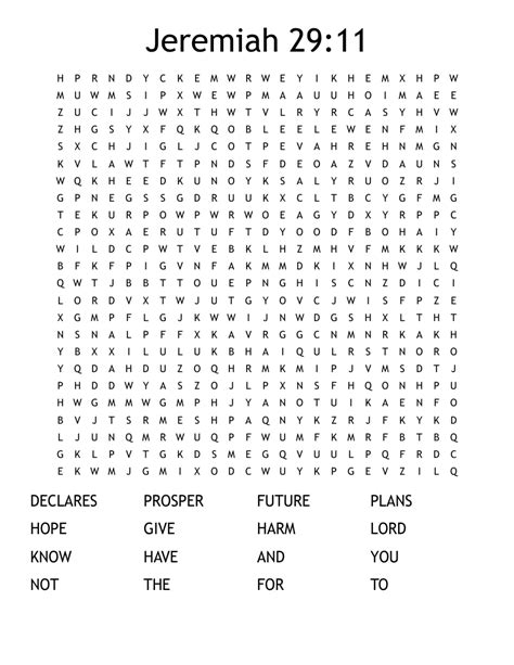 Jeremiah 2911 Word Search Wordmint