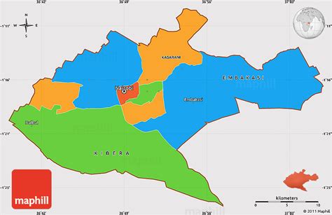 Map is showing states borders, provincial boundaries, the national capital, provincial capitals, cities, and major airports. Political Simple Map of NAIROBI, cropped outside