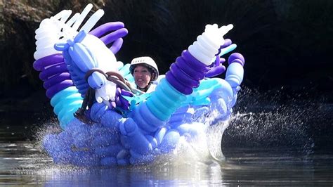 Moomba Birdman Rally 2017 Winner Actor Samuel Johnson Wins Yarra River Dive In Bra Parachute
