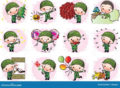 Vector Drawing Cute Army Stock Vector Illustration Of Holding 84762844
