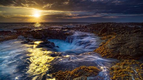 Hawaii Ocean Coast And Pacific Ocean During Sunset Hd Nature Wallpapers