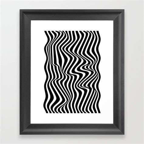 Abstract Black And White Wavy Lines Framed Art Print By Jo Rymell