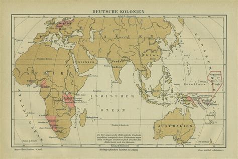 1890 Vintage World Map Of German Colonies