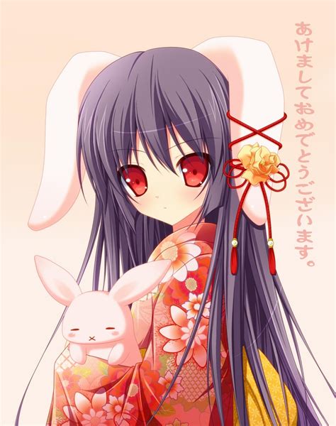 Cute Anime Rabbit Girl In Kimono In 2019 Anime Anime