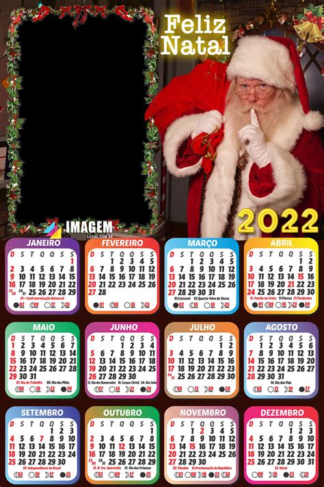 Calendário 2022 Feliz Natal Papai Noel Para Montar Foto E Imprimir