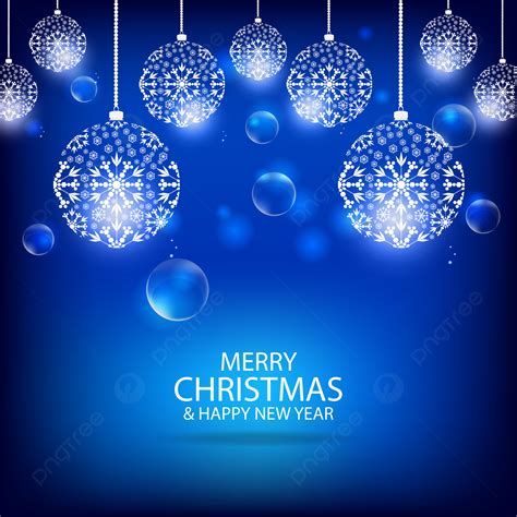 Merry Christmas And Happy New Year Background Vector Template With Blue