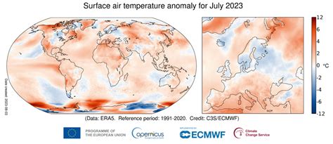 Surface Air Temperature For July 2023 Copernicus