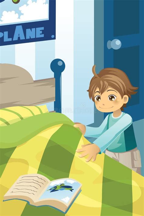 Boy Making Bed Clipart For Kids